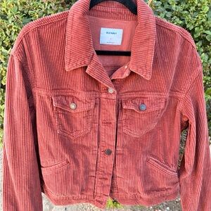 Women’s rusty orange thick corduroy button up jacket